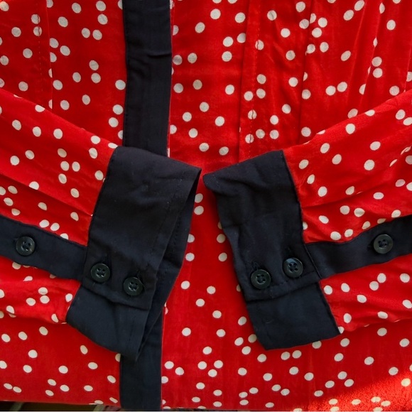 Maeve Red and White Polka Dot Button Down Shirt Size 12 Parisian Retro Office - Picture 11 of 14